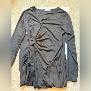 Black Long Sleeve Wrap Dress